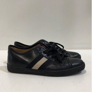 Bally Black Leather Stripe Men's Low Top Sneakers Size 8D
